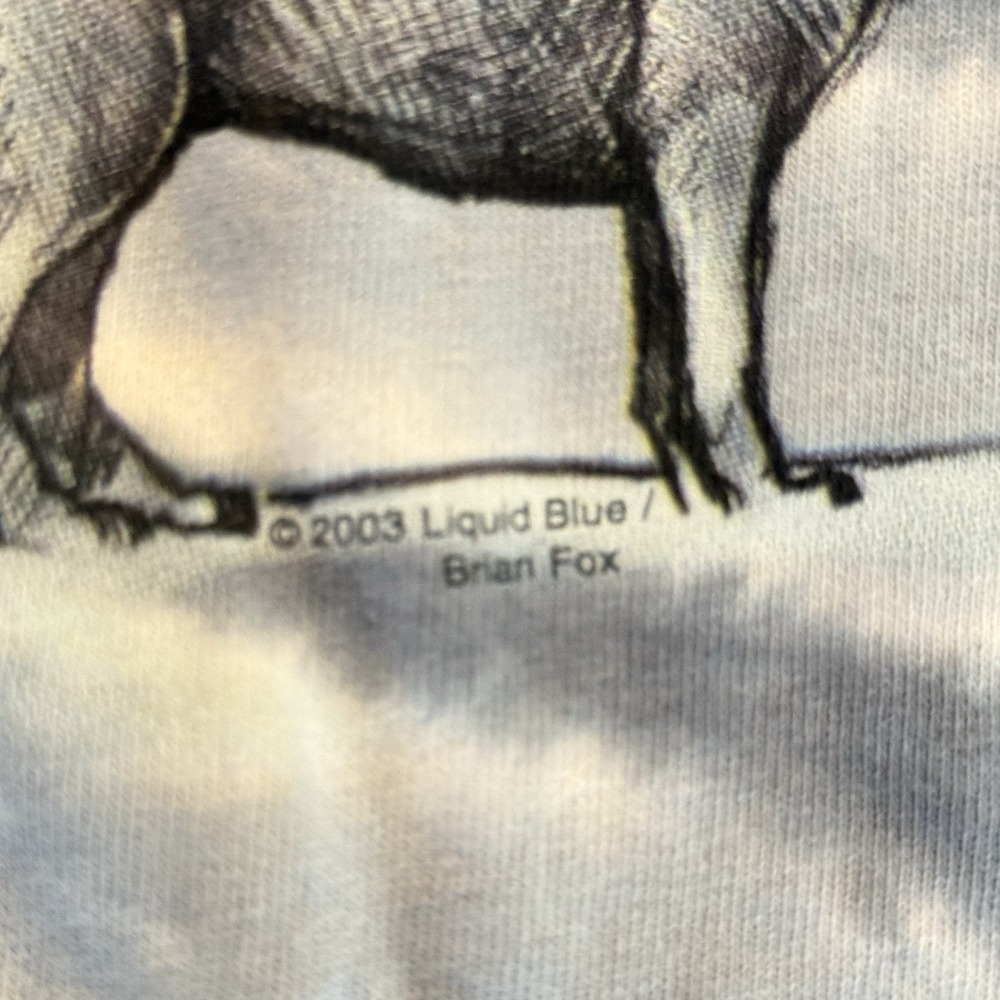 Liquid Blue Wolf T Shirt 4XL Bronze Tie Dye Gray Wildlife Graphic 2003 Brian Fox - Picture 5 of 6
